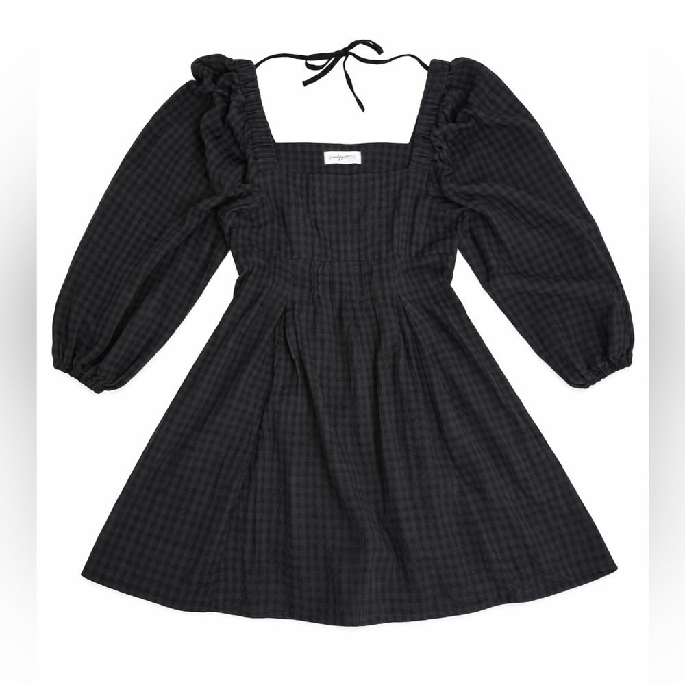 Carly Jean Los Angeles Black Puff Sleeve Babydoll Dress, Sz Small NWOT